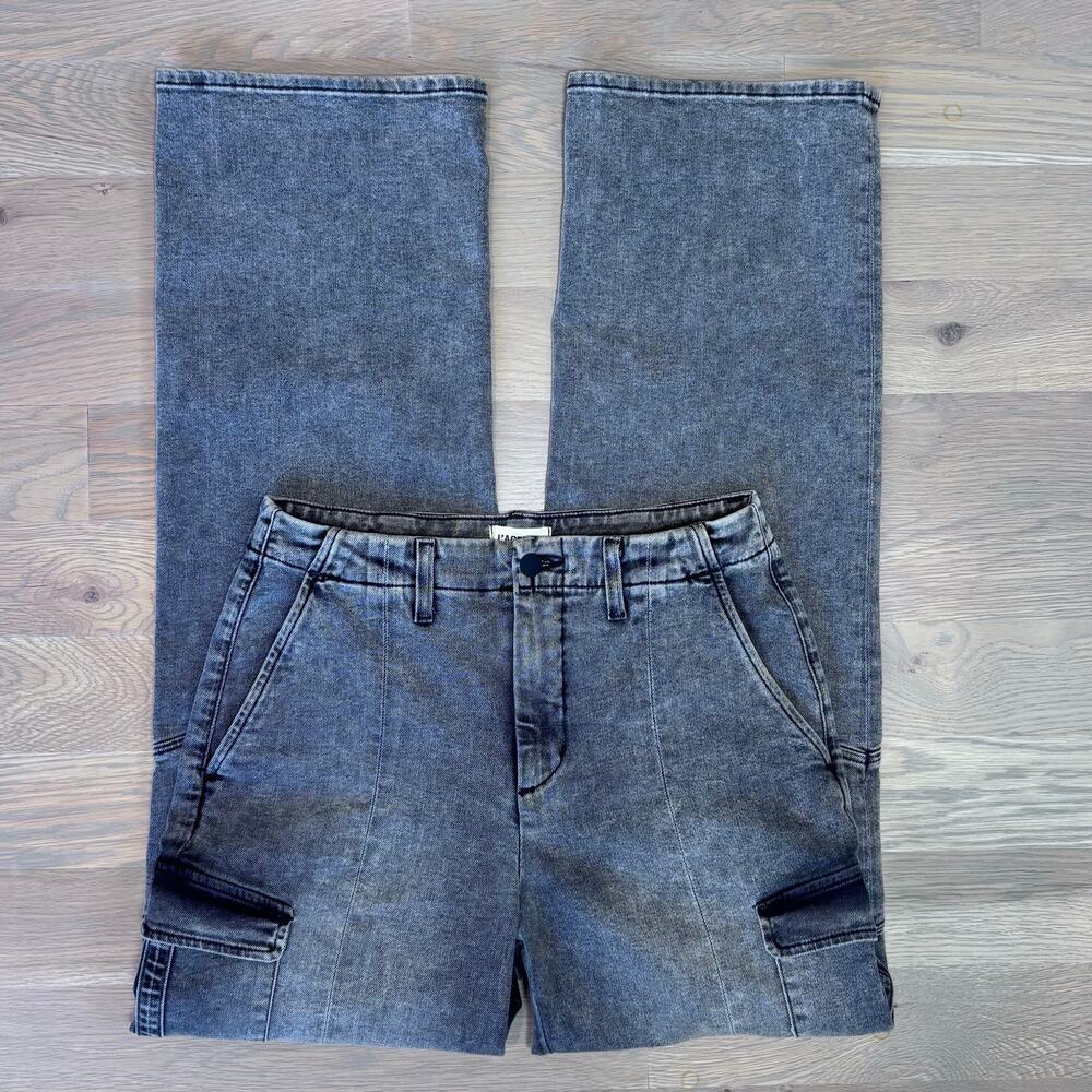 L’agence Brooklyn High Waist Wide Leg Cargo Utility Jeans Gray Women Size 27 - Picture 3 of 11